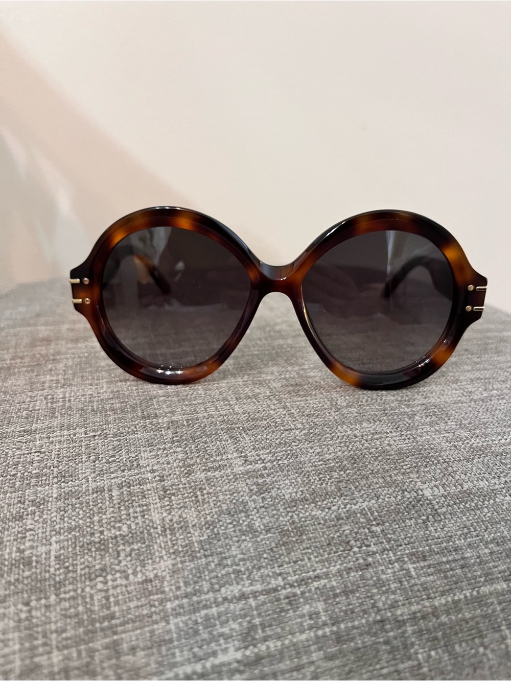 Dior Round Tortoiseshell Sunglasses with Dark Brown Lenses